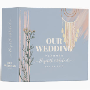 Classeur Dusty Blue Peach Boho Mariage