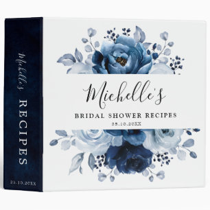 Classeur Dusty Blue Slate Navy Floral Botanical Recette