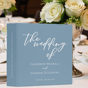 Classeur Dusty Blue White Typographie Mariage Album photo