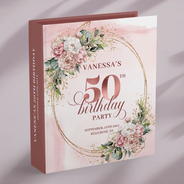 Classeur Dusty Pink Rose Gold Floral 50th Birthday Keepsake (Dusty Pink Rose Gold Floral 50th Birthday Keepsake Album

)