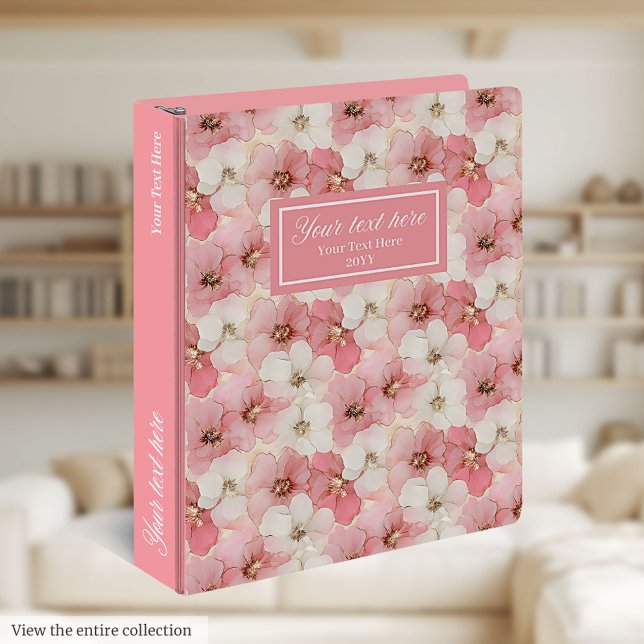 Classeur Dusty Rose et Gold Personnalisé Floral Organisateu (Dusty Rose and Gold Personalized Floral Organizer)