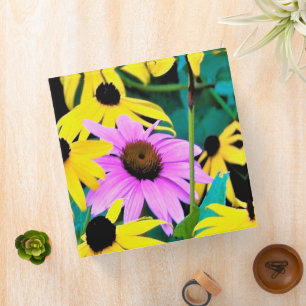 Classeur Échinacée rose et pourpre avec des fleurs jaunes