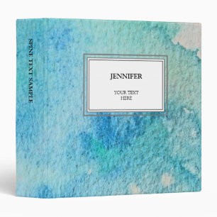 Classeur Éclaboussure turquoise moderne d'aquarelle de vert