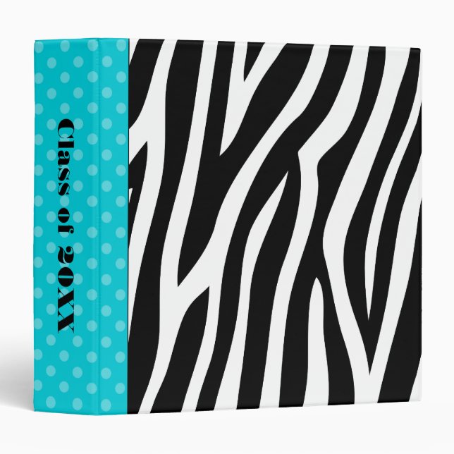 Classeur École bleue turquoise de point de polka (Devant/Côté)