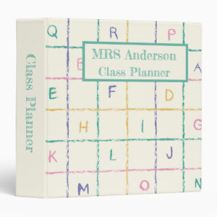 Classeur École Crayon Carreaux avec Alphabet Classe 