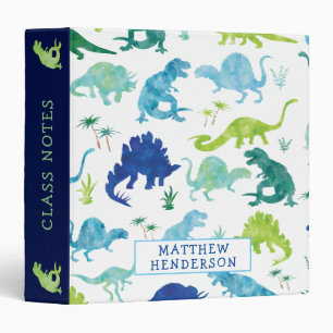 Classeur École d'aquarelle pour enfants Dinosaur Vert perso