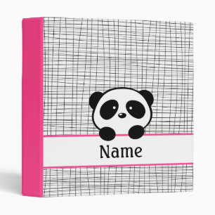 Classeur École d'ours de Panda Rose et Noir Fuchsia