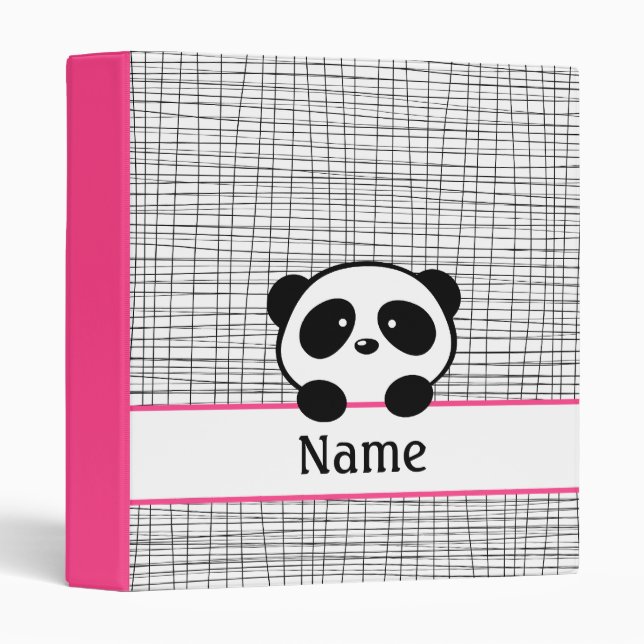 Classeur École d'ours de Panda Rose et Noir Fuchsia (Devant/Côté)