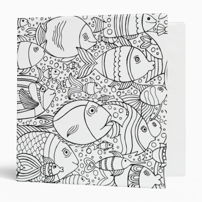 Classeur École inspirée des poissons (Devant/Intérieur)