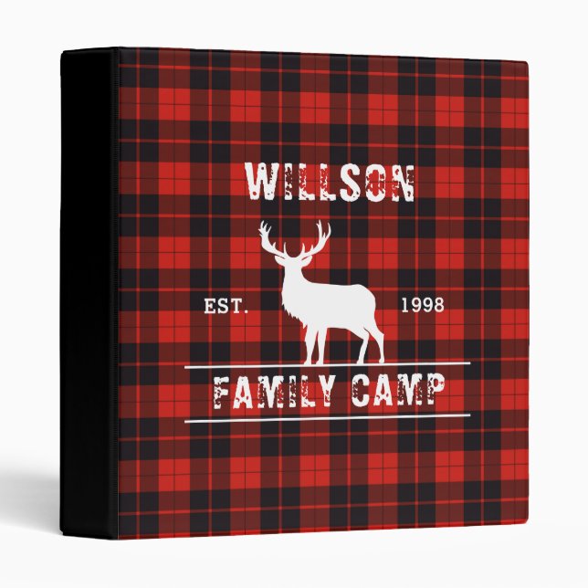Classeur écossais Cunningham plaid rouge et noir (Devant/Côté)