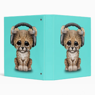 Classeur Écouteurs de port du DJ de guépard mignon de bé