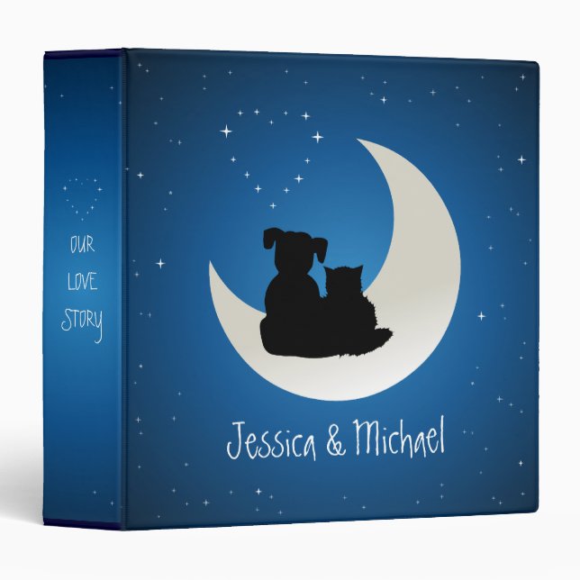 Classeur Écrit dans les couples de chien de chat d'amour (Devant/Côté)