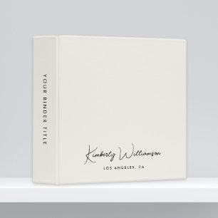 Classeur Écriture chic signature crème