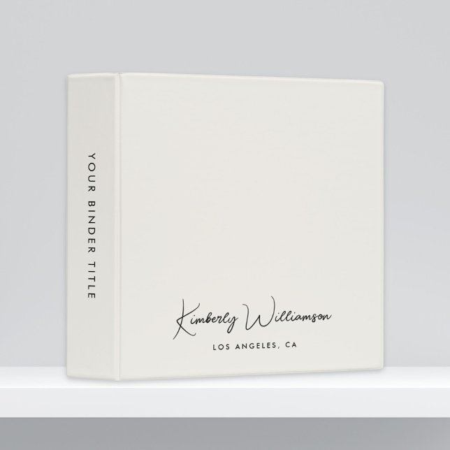 Classeur Écriture chic signature crème (Empower your name in our signature script as your logo and brand identity)