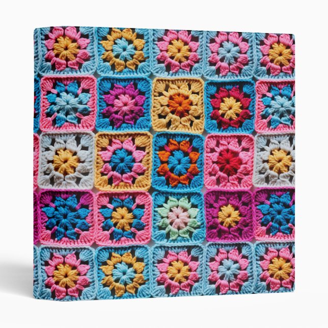 Classeur Effet Motif Carré Crochet Granny (Devant/Côté)