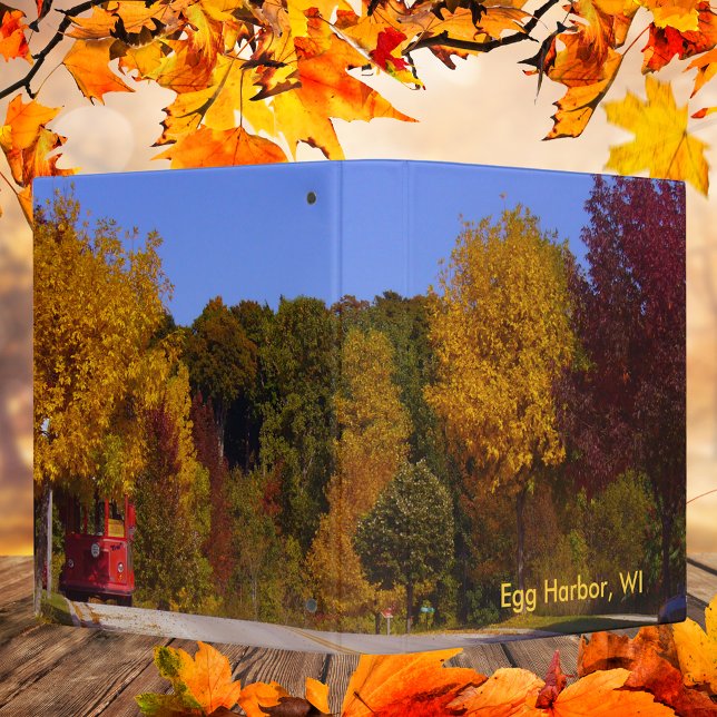 Classeur Egg Harbour, WI automne saison avec chariot (Egg Harbor, WI Fall Season with Trolley Car Binder)