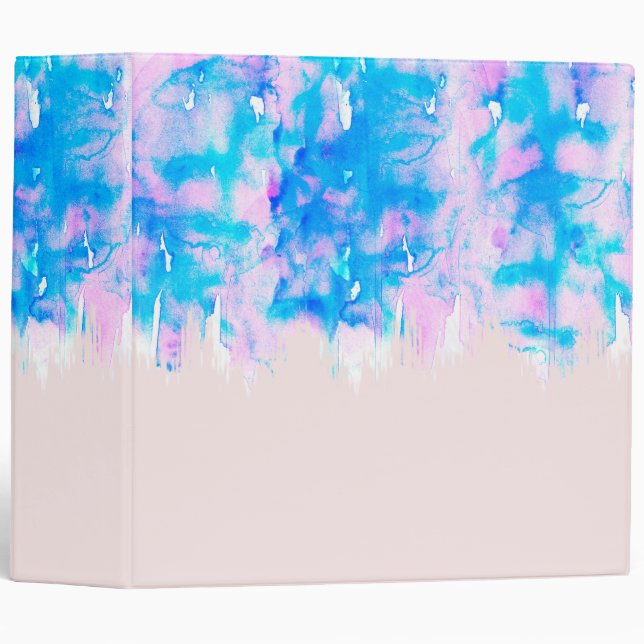 Classeur Égouttements Girly de peinture d'aquarelle de rose (Devant/Côté)