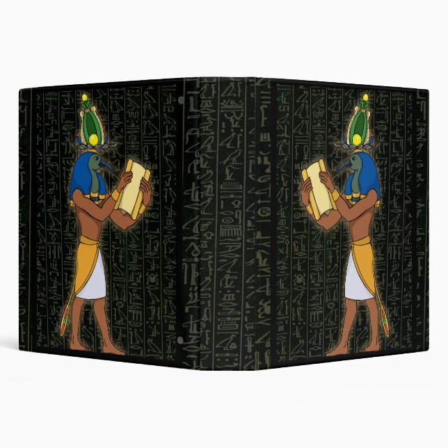 Classeur Égyptien Thoth et Hiéroglyphes (Arrière-plan)