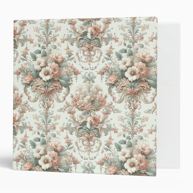 Classeur Élégance victorienne : Motifs pastel doux (Devant/intérieur)