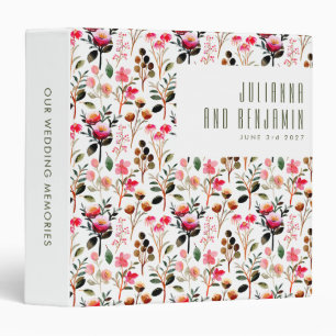 Classeur Élégant aquarelle rose floral verdure mariage