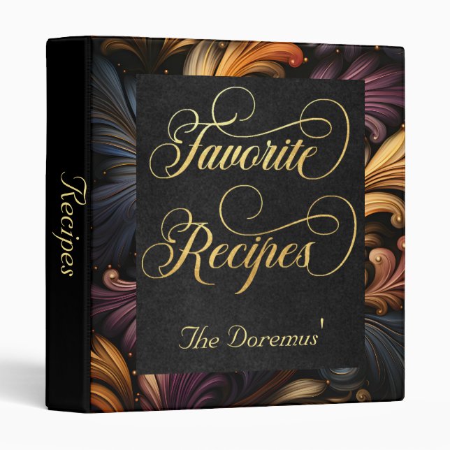 Classeur Elegant Autumn Floral Favorite Recipe Binder (Devant/Côté)