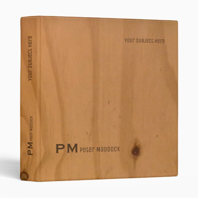 classeur élégant avec nom sur grains de bois (Devant/Côté)