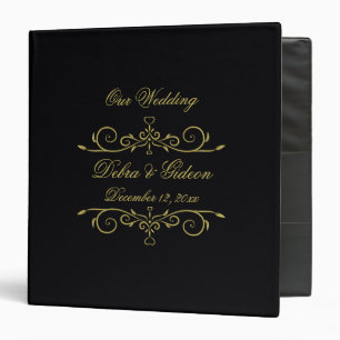 Classeur Élégant Black Gold Heart Mariage Album photo