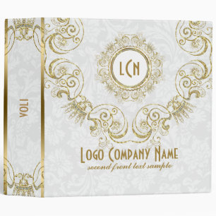 Classeur Elégant blanc & or, Parties scintillant cadre flor
