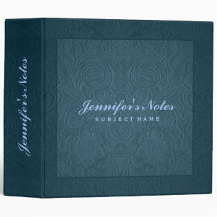 Classeur Elégant bleu Floral Design en daim cuir look 3