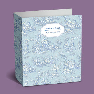 Classeur Elégant bleu vintage gris toile de jouy