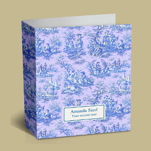 Classeur Elégant bleu vintage violet toile de jouy