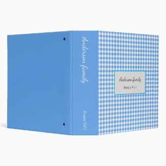 Classeur Elegant Blue Gingham Recipes Book