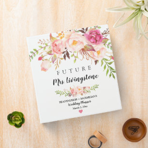 Classeur Élégant Blush Florals Wedding planner cadeau nupti