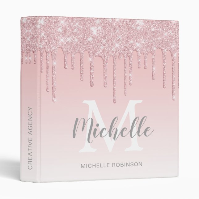 Classeur Elégant Blush Parties scintillant Drivers Monogram (Devant/Côté)