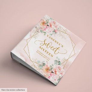 Classeur Élégant Blush Rose Sage Or Floral Sweet 16 Album