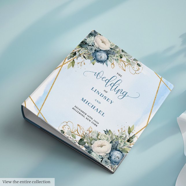 Classeur Elégant Boho Dusty Blue Eucalyptus Floral Mariage (Elegant Dusty Blue Eucalyptus Floral Wedding Binder)