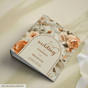 Classeur Élégant Boho Orange Brûlé Ivoire Sage Floral Mémoi
