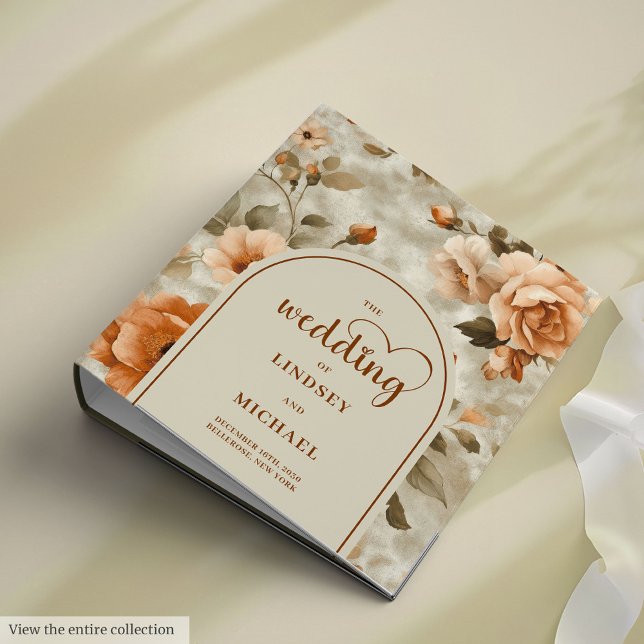 Classeur Élégant Boho Orange Brûlé Ivoire Sage Floral Mémoi (Stylish Boho Burnt Orange Ivory Sage Floral Memory Album

)