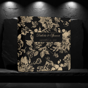 Classeur Élégant botanique   Marque Florale d'or vert