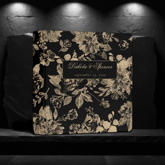 Classeur Élégant botanique | Marque Florale d'or vert (Créateur téléchargé)