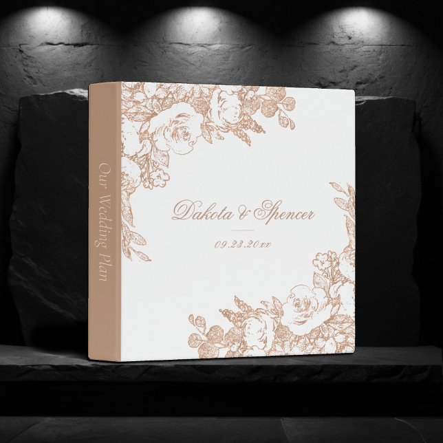 Classeur Élégant botanique | Rose Gold Mariage (Créateur téléchargé)