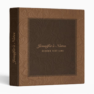 Classeur Elégant Brown Floral Design Suede cuir look