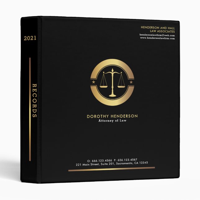Classeur Elégant bureau d'avocat Black & Gold (Devant/Côté)
