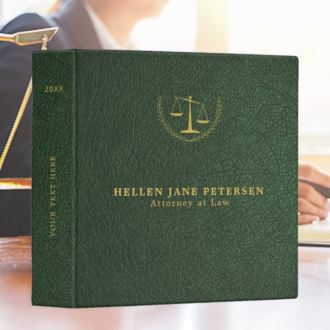 Classeur Elégant bureau d'avocat en cuir vert or (Créateur téléchargé)