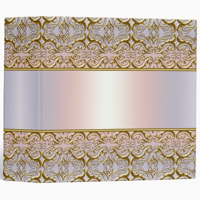Classeur Elégant Carnet Pastel Gold Damask (Devant/Côté)