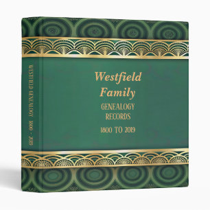 Classeur Elégant Chasseur Art Déco Généalogie Verte Et Or