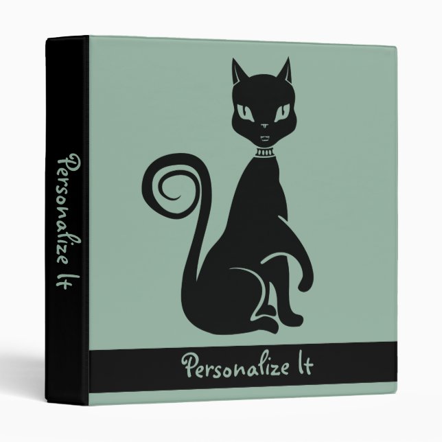 Classeur Élégant chat noir (Devant/Côté)