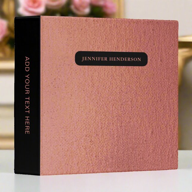 Classeur Élégant Chic Girly Rose Gold rose Monogramme Nom (Créateur téléchargé)