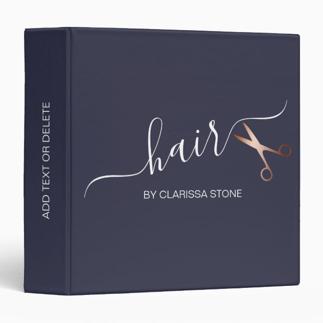 Classeur Elégant ciseaux d'or rose moderne coiffeur (Devant/Côté)
