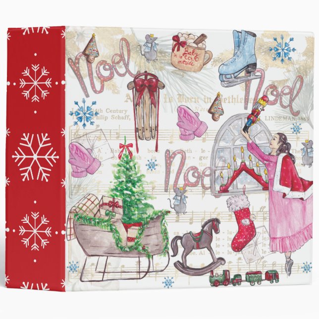 Classeur Élégant conte de fées de Noël Peint main (Devant/Côté)